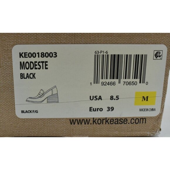 KorkEase Womens 8.5 Modeste Black Leather Stacked Heeled Penny Loafer Pump Shoes - Picture 13 of 13